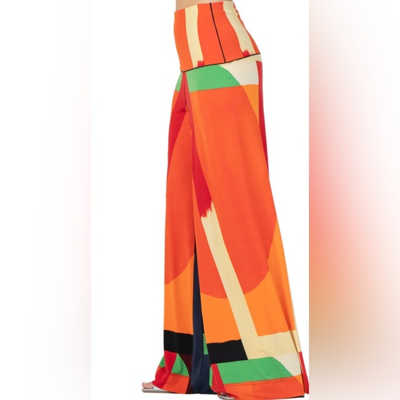 Eva Varro Knit Jersey Abstract Print Elastic Waist Wide Leg Pull-On Pants - Picture 5 of 14